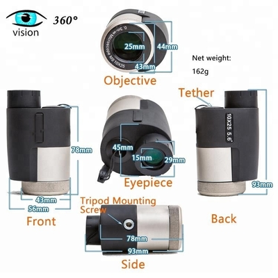 10x25 Mini High Power Zoom Monocular met Handband